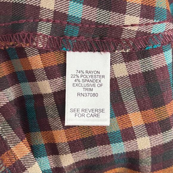 Cato Brown Plaid Mid-Rise Slim Leg Pull-On Pants NWT Size 14 - Picture 6 of 6